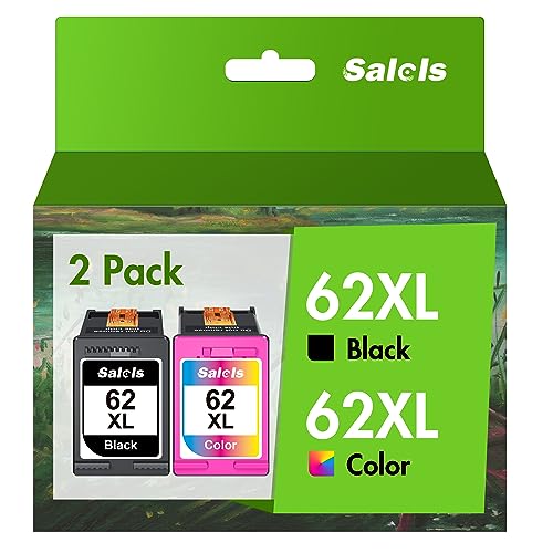 Salols 62XL Ink Cartridges Replacement for HP 62 Ink Cartridges Twin Pack for HP62 Genuine Black and Tri Colour 62 XL for HP Envy 5540 5640 5546 5544 5644 5541 5646 OfficeJet 250 200 5740 5742,2-Pack
