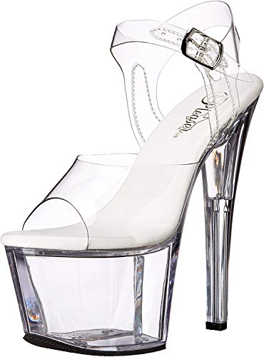 Pleaser Women's Sky-308VL Ankle-Strap Sandal - 9 - Clear/Clear
