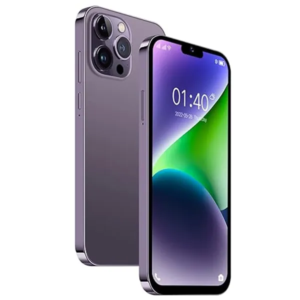 i15Pro Max 4G Dual SIM Smartphone, 2GB RAM Mobile Phones, 16GB ROM/SD 128GB, 4300mAh Battery, 6.6 inch Display, Android 10, Dual 8MP Camera, Face ID, GPS, FM, Bluetooth (i15Pro Max-Purple) - i15Pro Max-Purple