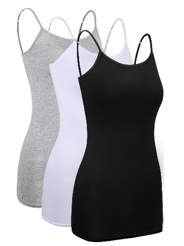 WILLBOND 3 Pieces Women Basic Long Spaghetti Strap Camisole Top