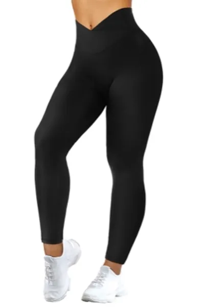 MOOSLOVER Women V Cross Waist Butt Lifting Leggings with Pockets High Waisted Yoga Pants