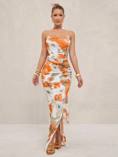 Lumalex Spring Valentine's Day Sweet Beautiful Valentines Outfit San Valentin Valentines Easter Wedding Engagement Coming Of Age Ceremony 2pcs/Set Women Ruffle Rose Floral Mesh Bodysuit