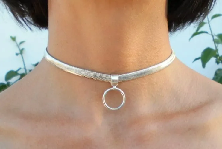 Sterling silver slave collar / Day collar with removable o ring