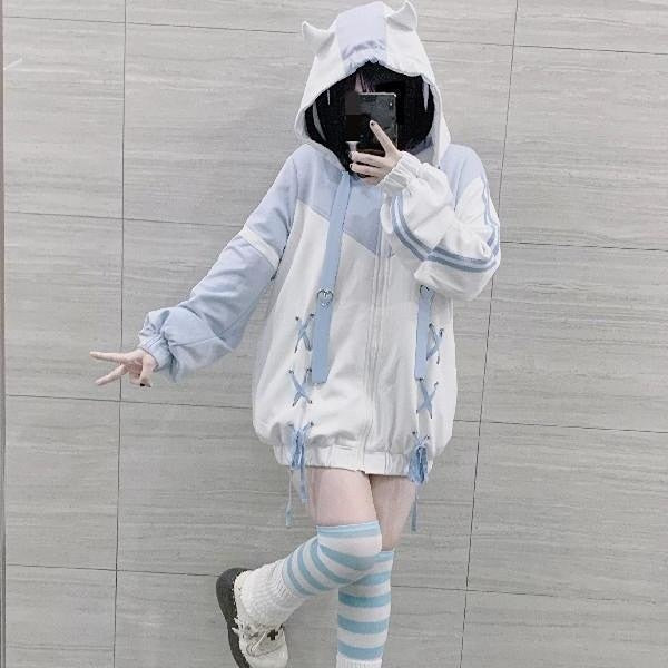 Femboy Kawaii Pullover Fairycore Bandage Hoodie | 1
