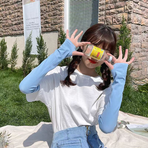 Gothic Arm Femboy Mitten Gloves | blue / One Size