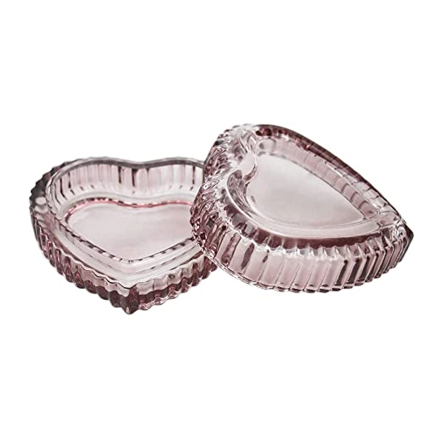Gaolinci Crystal Glass Heart-Shaped Storage Box Embossed Jewelry Box Candy Box with Lid - Short