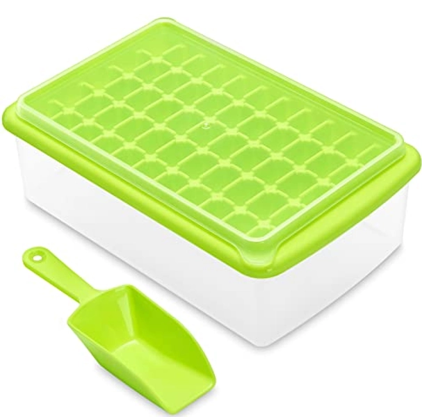 ARTLEO Ice Cube Tray with Bin for Freezer, Easy Release 55 Mini Nugget Ice Tray with Spill-Resistant Lid, Cute Small Ice Cube Tray and Big Storage Bucket Container. Sold by ARTLEO and OMIDI Store