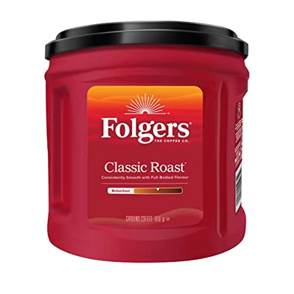 Folgers Classic Roast Medium Dark Roast, Ground Coffee, 816g Canister