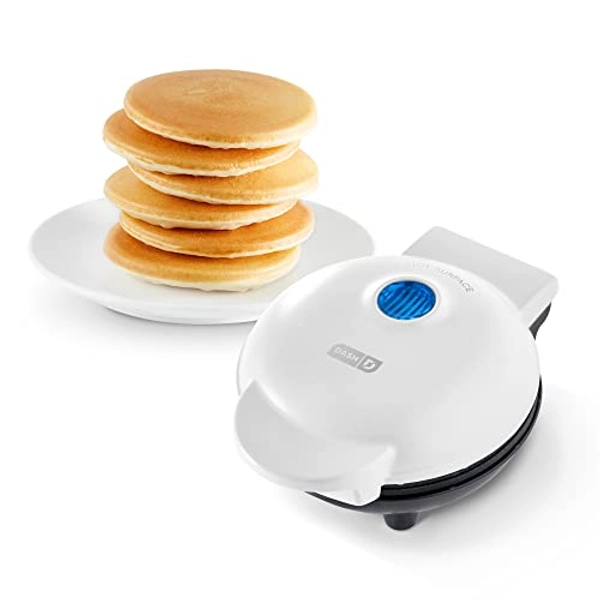 DASH Mini Maker Electric Round Griddle for Individual Pancakes, Cookies, Eggs & Other on The go Breakfast, Lunch & Snacks with Indicator Light + Included Recipe Book - White