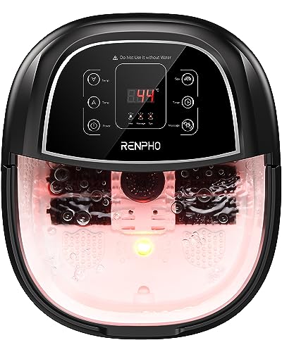 RENPHO Motorized Rollers Foot Spa Massager, Foot Bath with Fast Heating, Automatic Massage, Powerful Bubble Jets, Pedicure for Tired Feet, Adjustable Timer and Temperature,Black - #2-black