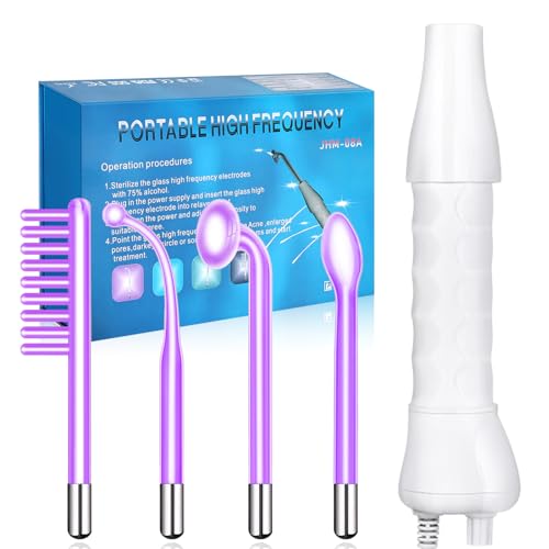 Yofuly High F-requency Face Wand with 4 Violet Beauty Stabs, Portable High F-requency Facial Machine, Professional Skin Tightening Machine for Facial Beauty, Face Device for Skin Care Home Salon Use - 4pcs Violet