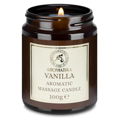 Scented Massage Candle Vanilla 100g - Relaxing Massage Candle - Soy Wax Candle - Massage Candle with Coconut and Almond Oils - Vanilla Oleoresin - Body Care - Calming - Beauty - Aromatherapy
