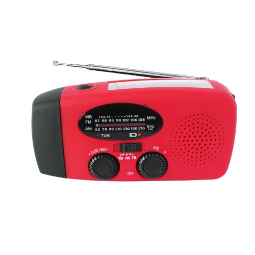 Storm Safe Emergency AM/FM/NOAA Weather Band Radio With Solar Flash Light And Built-in Phone Charger - RED