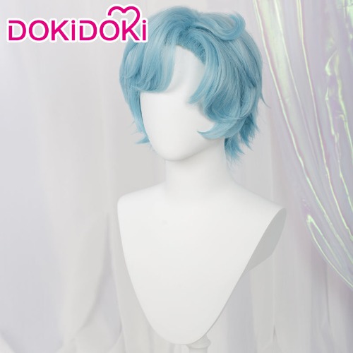 DokiDoki Game Genshin Impact Dottore Cosplay Wig Doctor Short Blue/ Earring/ Ear Clip/ Alchemy Bottle | Doctor Wig Only-PRESALE