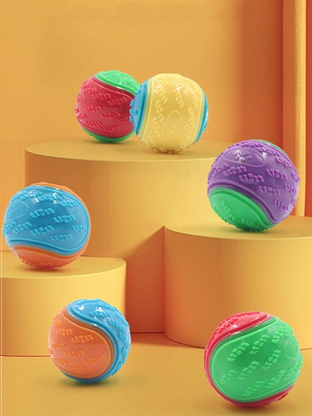 1 Peça Cor Aleatória Cachorro Squeaky Brinquedos Bolas Forte Borracha Durável Saltitante Bola Mastigável Resistente A Mordidas Cachorro Treino Brinquedo Sonoro Dentes Limpar Animal De Estimação Suprimentos
