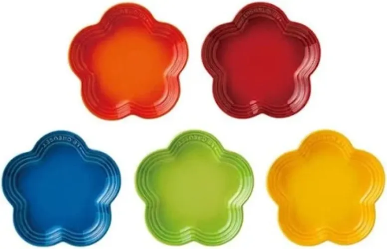Le Creuset Flower Plate Dish Rainbow 5 Color Set Japan Limited L size 23cm