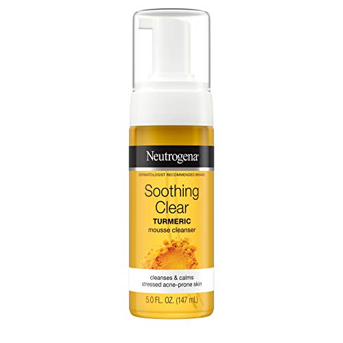 Neutrogena Soothing Clear Calming Mousse Facial Cleanser with Soothing & Calming Turmeric, Gentle Face Wash for Acne-Prone Skin, Paraben-Free, Oil-Free, Not Tested on Animals, 5 fl. oz
