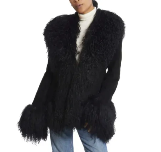 Susanna Chow Dorothy Suede Coat | Small / Black