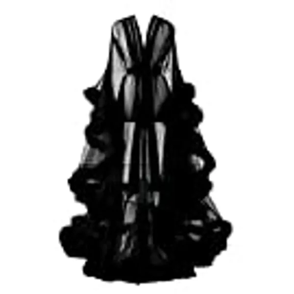 Changuan Sexy Feather Robe Long Fur Tulle Maternity Photoshoot Bridal Robe Lingerie Sleepwear