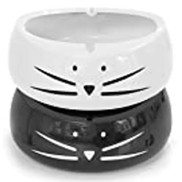 Koolkatkoo Cute Cat Ashtray Indoor or Outdoor Use Ceramic Ash Holder for Smokers Girls Women Decorative Ashtrays for Home Office Cat Lover Ash Tray Black and White