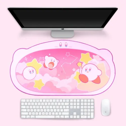 Kirby Theme E-sports Mouse Pad Large Extra Thick Edge Mat Desk Mat Office Computer Mat Keyboard Hand Rest Wrist Rest