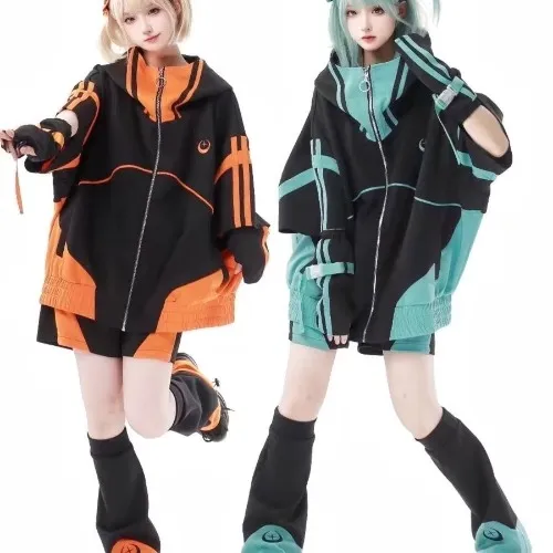 Japan Jirai Kei outerwear female student clothing loose fitting short sleeved sports casual top