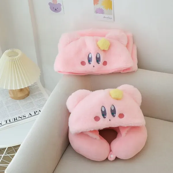 Cute Kirby U Shape Pillow Pink Kirby Scarf Plush Kirby Accessories - B
