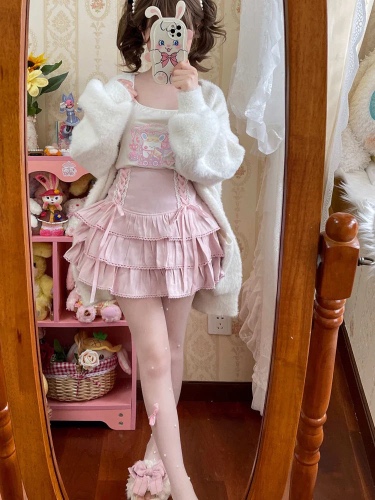 Babydoll Corset Skirt - Pink / S