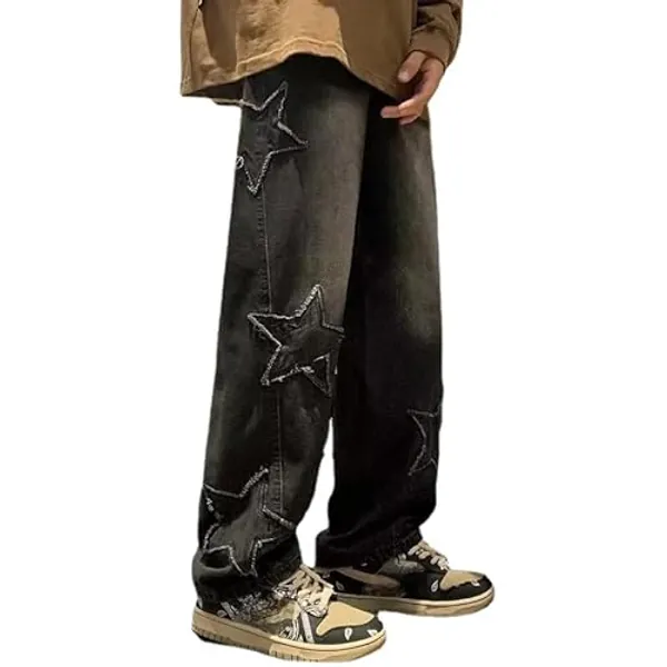 Grunge Baggy Jeans Y2K Emo Alt Cargo Pant Star Patchwork Fairycore Demin Cloting Jogger Hiphop Gothic Tripp Streetwear