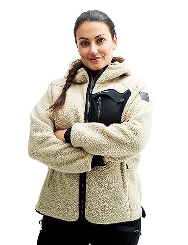 RevolutionRace Sherpa Hoodie para Mujer, Chaqueta Polar Cálida y Duradera - S - Beige Khaki
