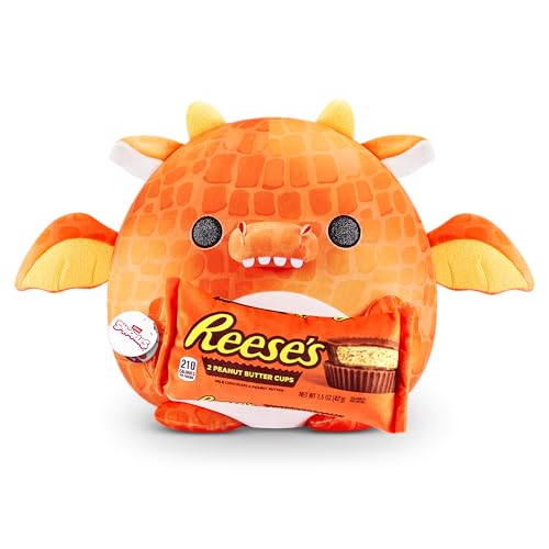 Snackles Series 1 Wave 2 Dragon (Reese's), Surprise Medium Plush, Ultra Soft Plush, 35 cm, Collectible Plush with Real Brands, Dragon (Reese's)