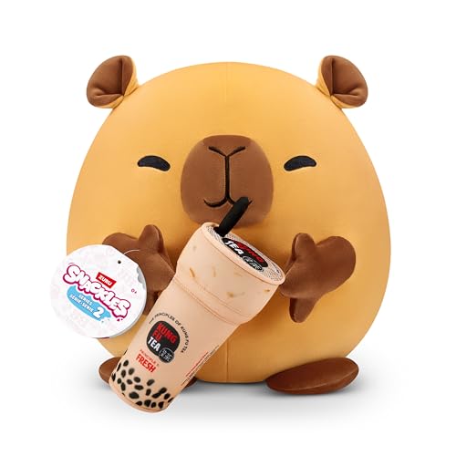 Snackles, Series 2, Capybara (Kung Fu Tea, Bubble Tea), Plush Toy, Cuddly Squishy Comfort Plush with License Snack Brand Accessory, Medium (35 cm), Brown Box, (Capybara) - Medium (35 cm) - Capybara (Kung Fu Tea, Bubble Tea)