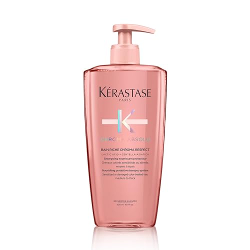 Kérastase | Chroma Absolu, Champú Protector, Para Pelo Teñido Sensibilizado y/o Dañado Medio o Grueso, Bain Riche Chroma Respect, 500 ml