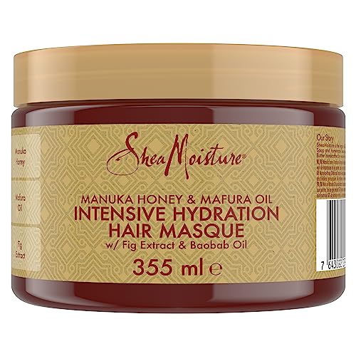 Shea Moisture Mascarilla para el cabello de hidratación intensiva con miel de Manuka y aceite de Mafura, extracto de higo y aceite de baobab, 355 ml - 354 ml (Paquete de 1)