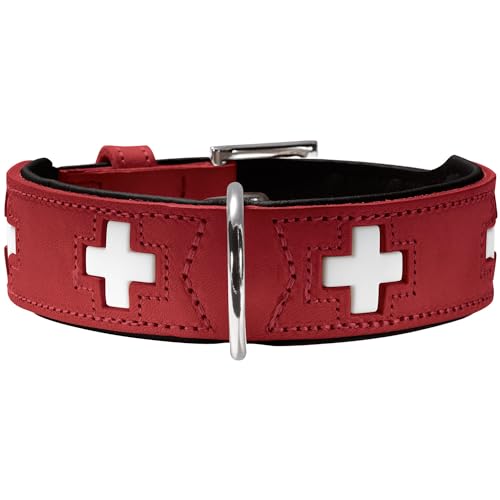 HUNTER Collar Swiss 75 piel orgánica - Rojo/Negro - 75 cm