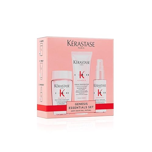 Kérastase Genesis, Kit con Rutina Anticaída con Champú Bain Hydra Fortifiant (80ml), Acondicionador Fondant Renforçateur (75ml) y Protector Térmico Défense Thermique (45ml), Para Cabello Fino o Frágil