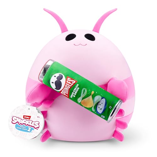 Snackles, Series 2, Pink Shrimp (Pringles, Sour Cream & Onion), Plush Toy, Cuddly Squishy Comfort Plush with License Snack Brand Accessory, Medium (35 cm), Brown Box, (Pink Shrimp) - Medium (35 cm) - Pink Shrimp (Pringles, Sour Cream & Onion)