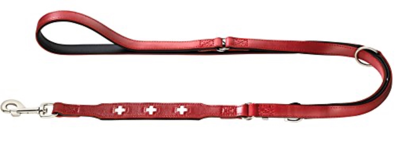 Hunter Swiss - Correa de Piel orgánica, Grande, Color Negro y Rojo - negro/ rojo - Large