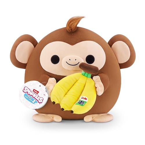Snackles, Series 2, Monkey (Dole, Banana), Plush Toy, Cuddly Squishy Comfort Plush with License Snack Brand Accessory, Medium (35 cm), Brown Box, (Monkey) - Medium (35 cm) - Monkey (Dole, Banana)