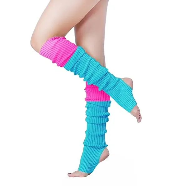 v28 Long Leg Warmer, Women’s Men 80s Party Ribbed Knit Dance Sports - Hole71-mix2mh