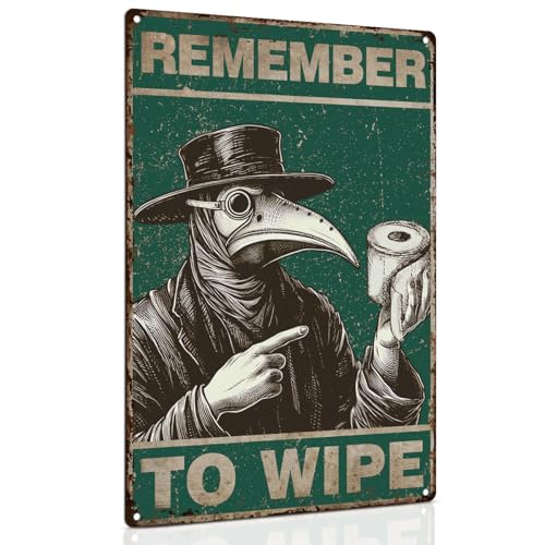 ALKB Funny Plague Doctor Remember To Wipe Metal Signs Gothic Wall Decor Gift Vintage Bathroom Wall Decor 8 x 12 Inch - Remember to wipe - Doctors