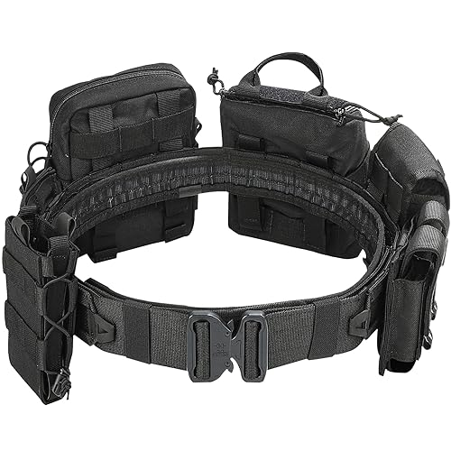 YAKEDA Molle Battle Belt Accessories -Tactical Combat Belt Quick Release Rigger Airsoft Belt Heavy Duty Belts 8 pcs - Black