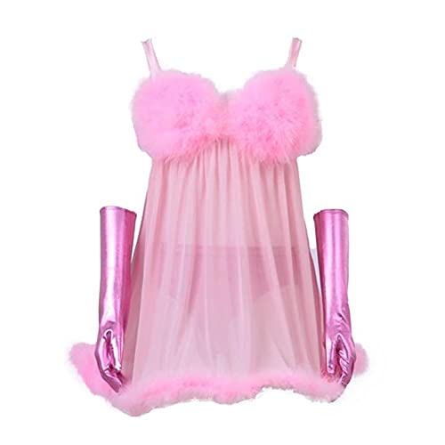 Fembot Costume Dress Outfit Pink Negligees Sexy for Women Adult - Small