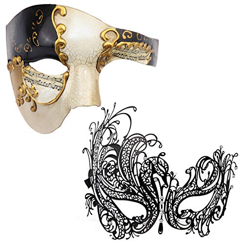 Coddsmz Couples Masquerade Mask Mardi Gras Mask Christmas Venetian Cosplay Costume Halloween Party Mask Set - 18