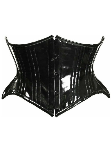 PVC Vinyl Double Steel Boned Waist Cincher | Black / S