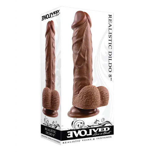 Evolved 8" Realistic Dildo w/Balls - Dark