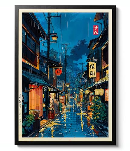 Tokyo Tea House Cartoon Japanese Illustration, Anime Style City Street Cafe Scene Wall Art Print, Modern Ukiyo-e Decor Poster, Archival Matte, A3 (Print Only) - 42x29.7cm - Print Only - A3
