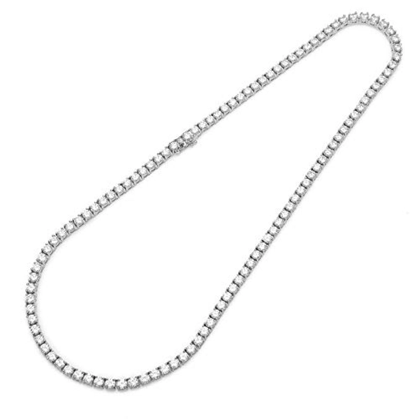 Gold Gala Collana Tennis Uomo Donna in Argento 925 Rodiato con Zirconi Bianchi Taglio Diamante