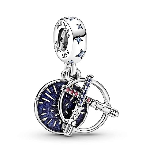 Pandora Star Wars - Ciondolo doppio ciondolo a forma di spada laser in argento sterling con zirconi e cristalli, 11,3mm, Argento sterling, Zirconia cubica
