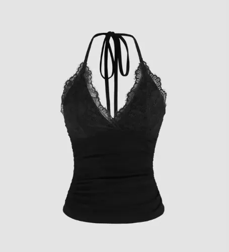 black lace halter